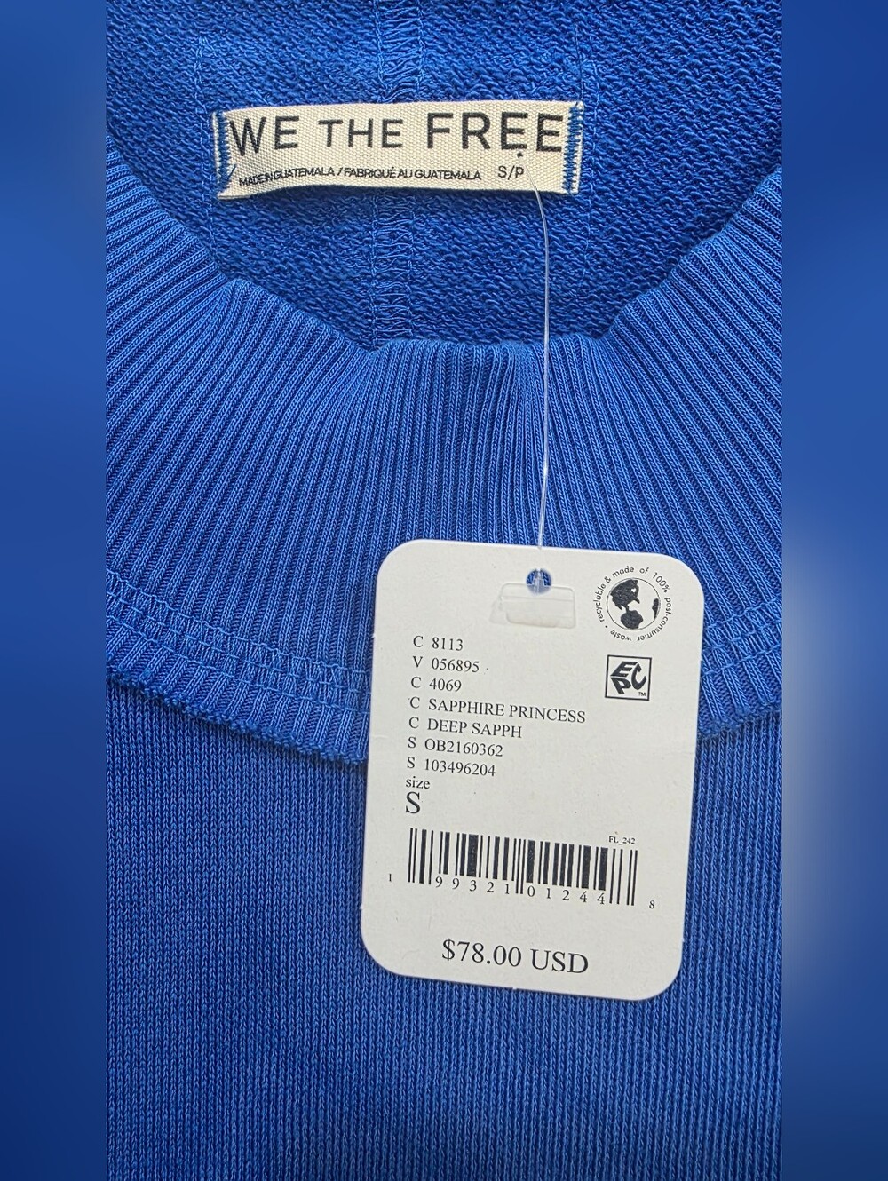 Free People We The Free Palm Springs Mock Neck Pullover - Saphire Blue - Picture 6 of 6